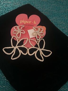Bold Statement Flower Crystal Dangling Earrings